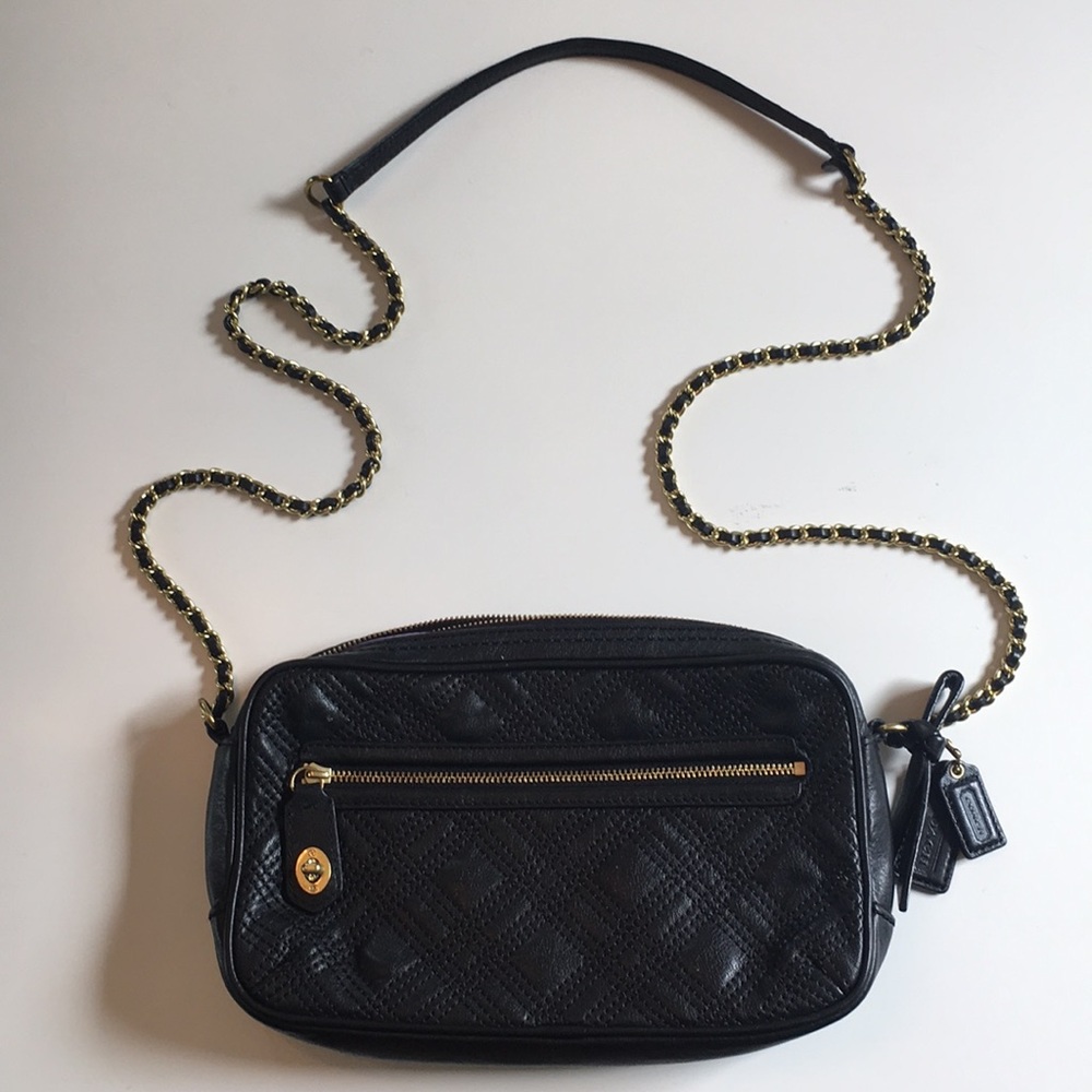 Coach black crossbody with gold chain strap